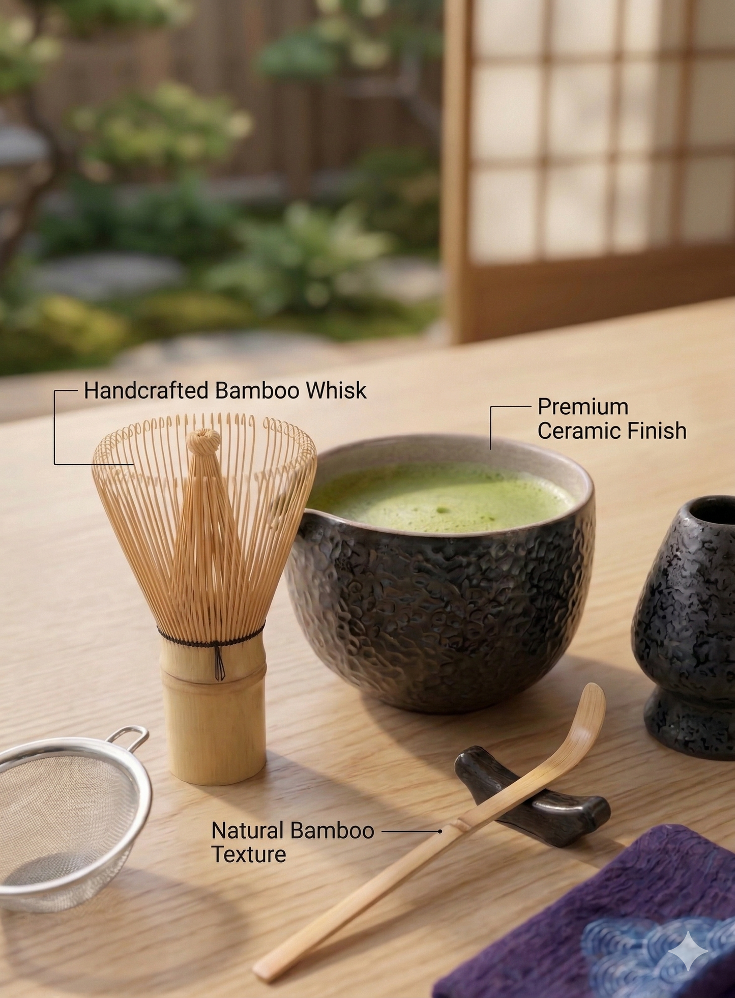 YAMEKER 10PCS Matcha Tea Set, Chasen Whisk, Bowl & Sifter for Green Tea