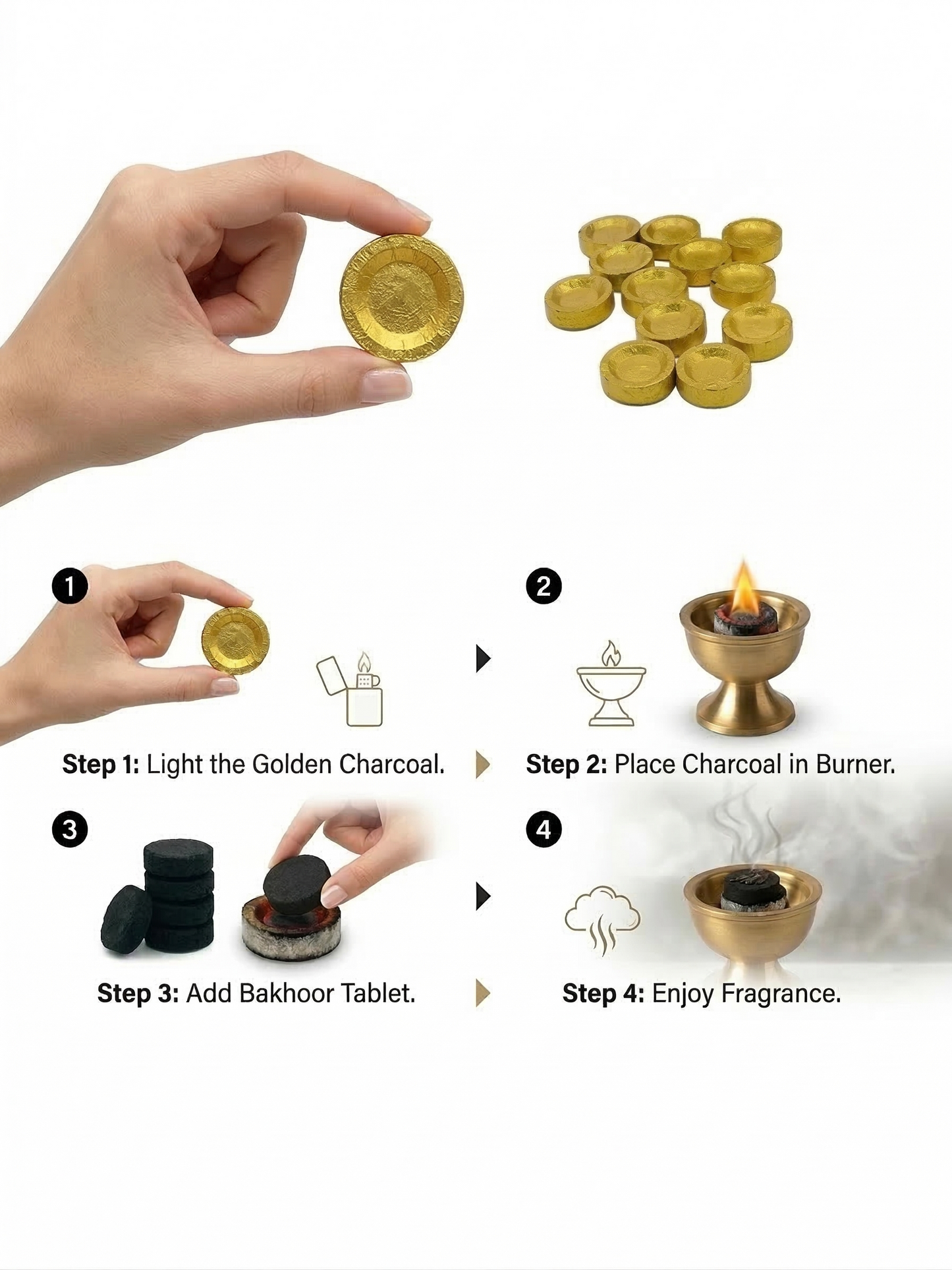 YAMEKER Quick Light Bakhoor Charcoal Discs 33mm, 80 Pcs + 8 Habeeb