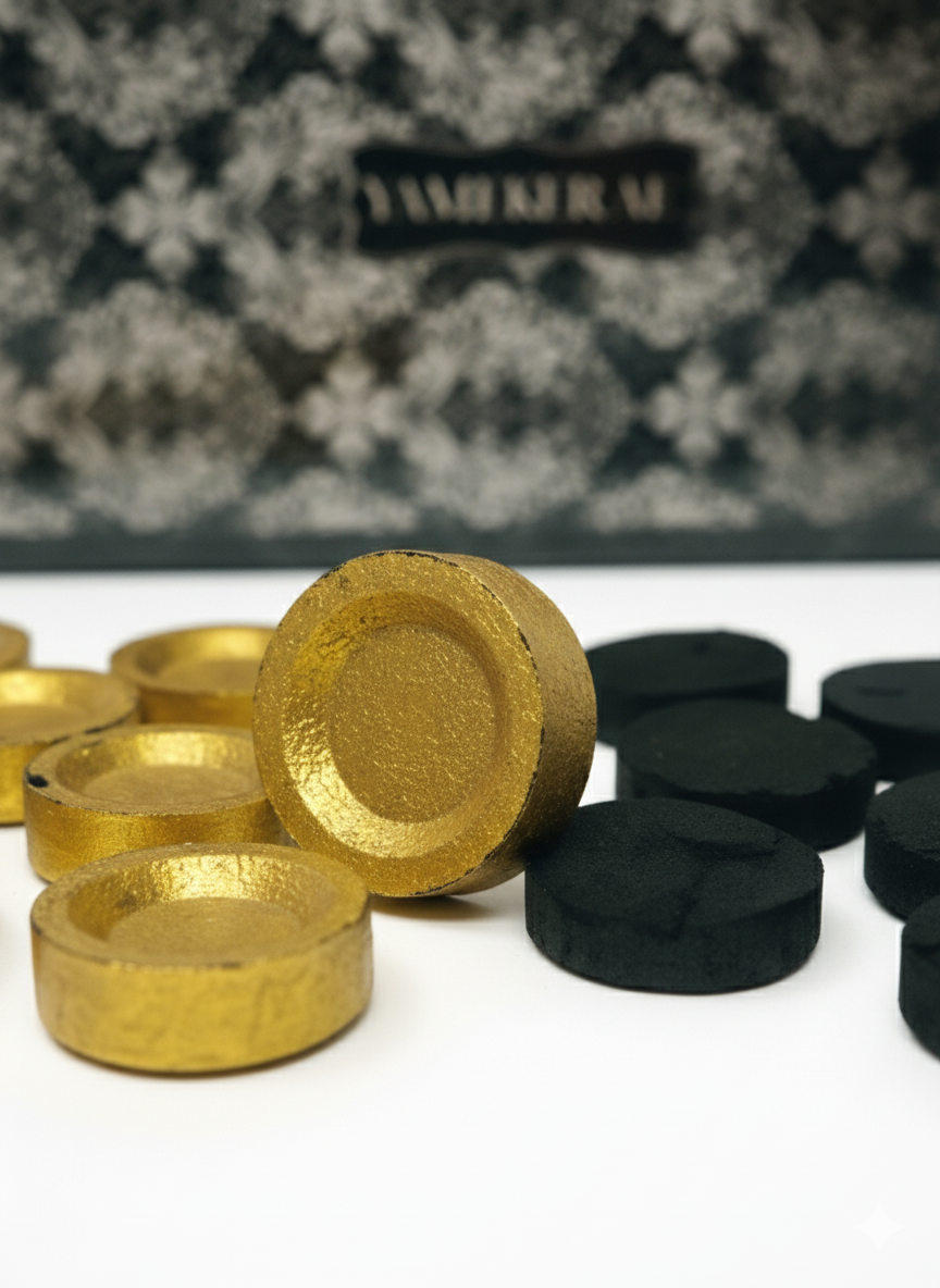 Golden Quick Light Charcoal Discs 33mm for Bakhoor  – 80 Charcoal Tablets with 8 Black Bakhoor Majlis Fragrance (Cinnamon Honey, Black Orchid, Patchouli & Sandalwood Oud) Long Lasting Arabian Aroma